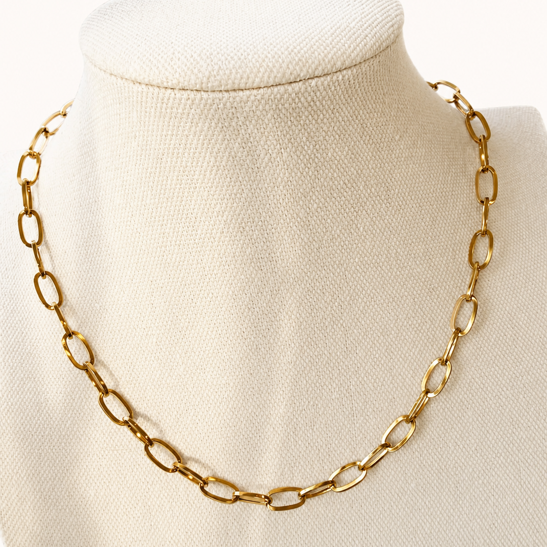 18K Gold Paperclip Chain Necklace – 18 in