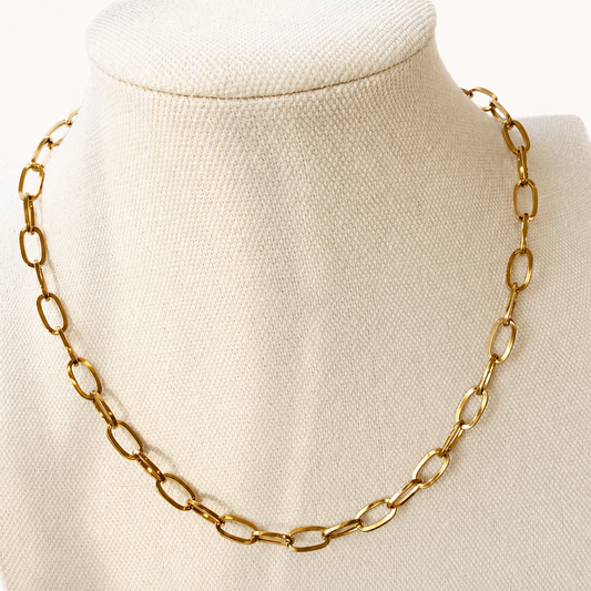 18K Gold Paperclip Chain Necklace – 18 in