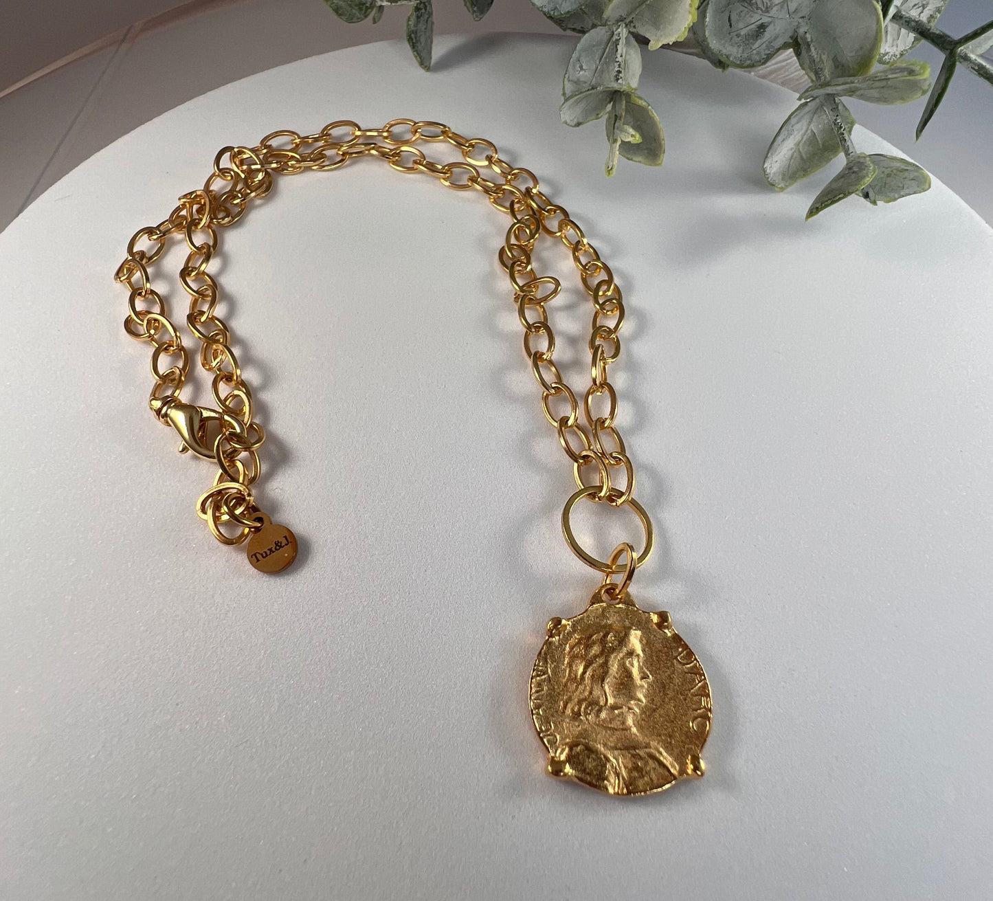 Torino Matte Gold Coin Necklace