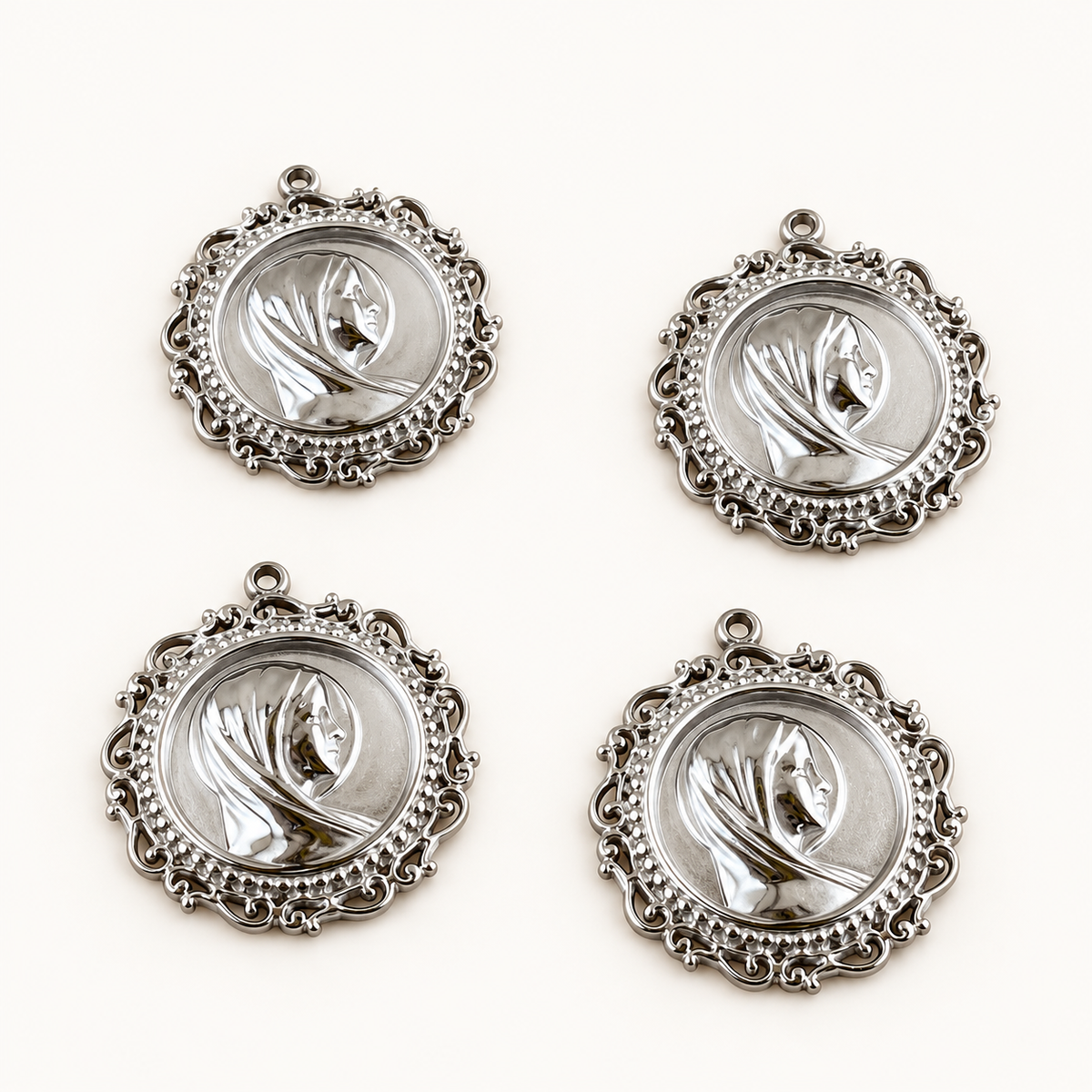 Virgin Mary Ornate Medallion Charm – 24.5mm
