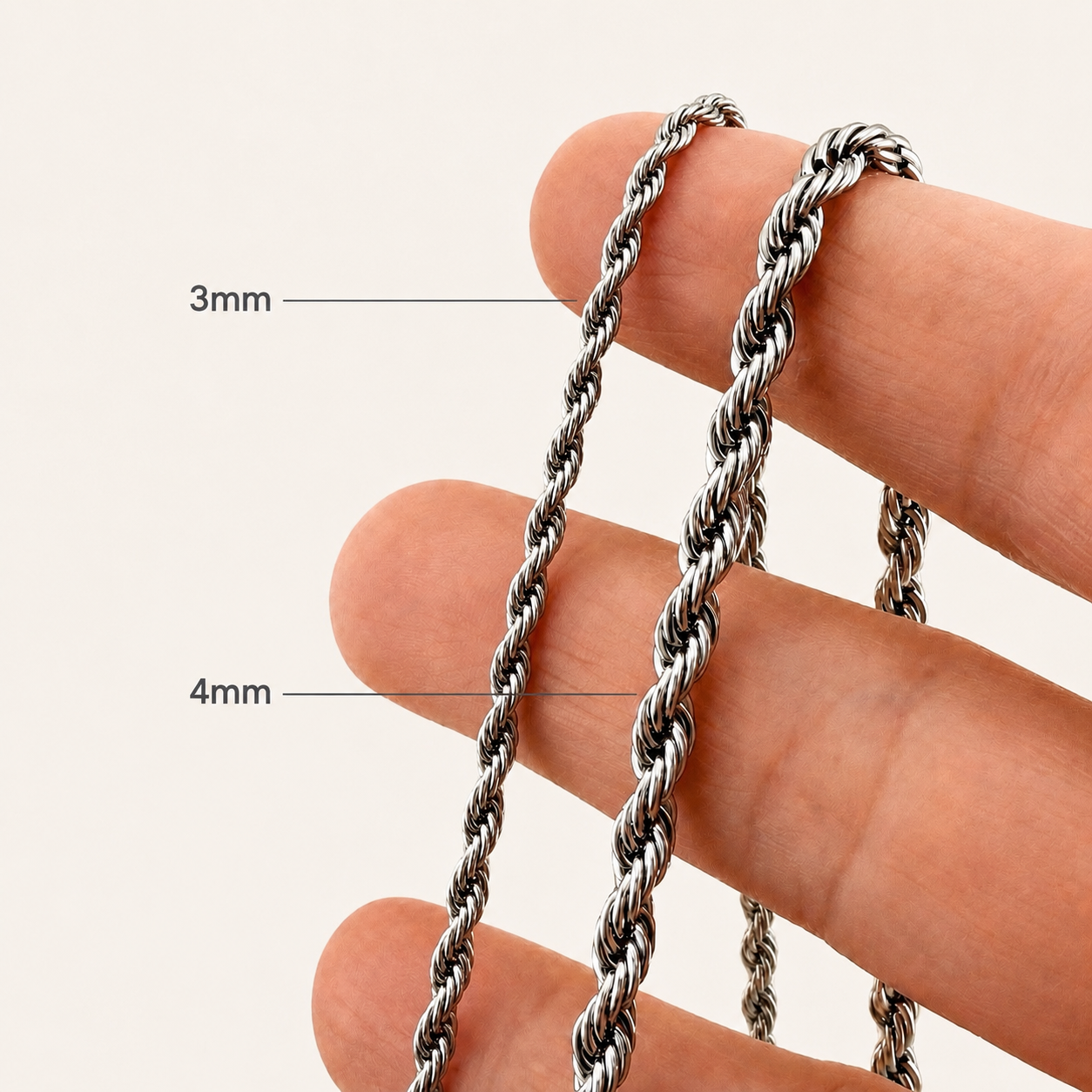 Rope Chain Necklace - Available in 3mm & 4mm