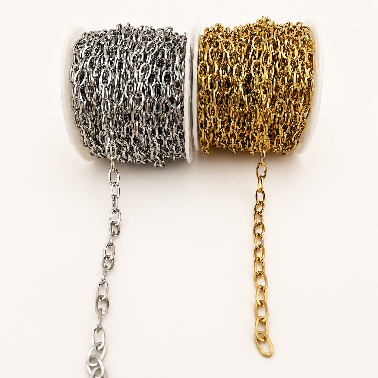 7mm Flat Oval Cable Chain - Gold & Silver Finishes (By the Foot)