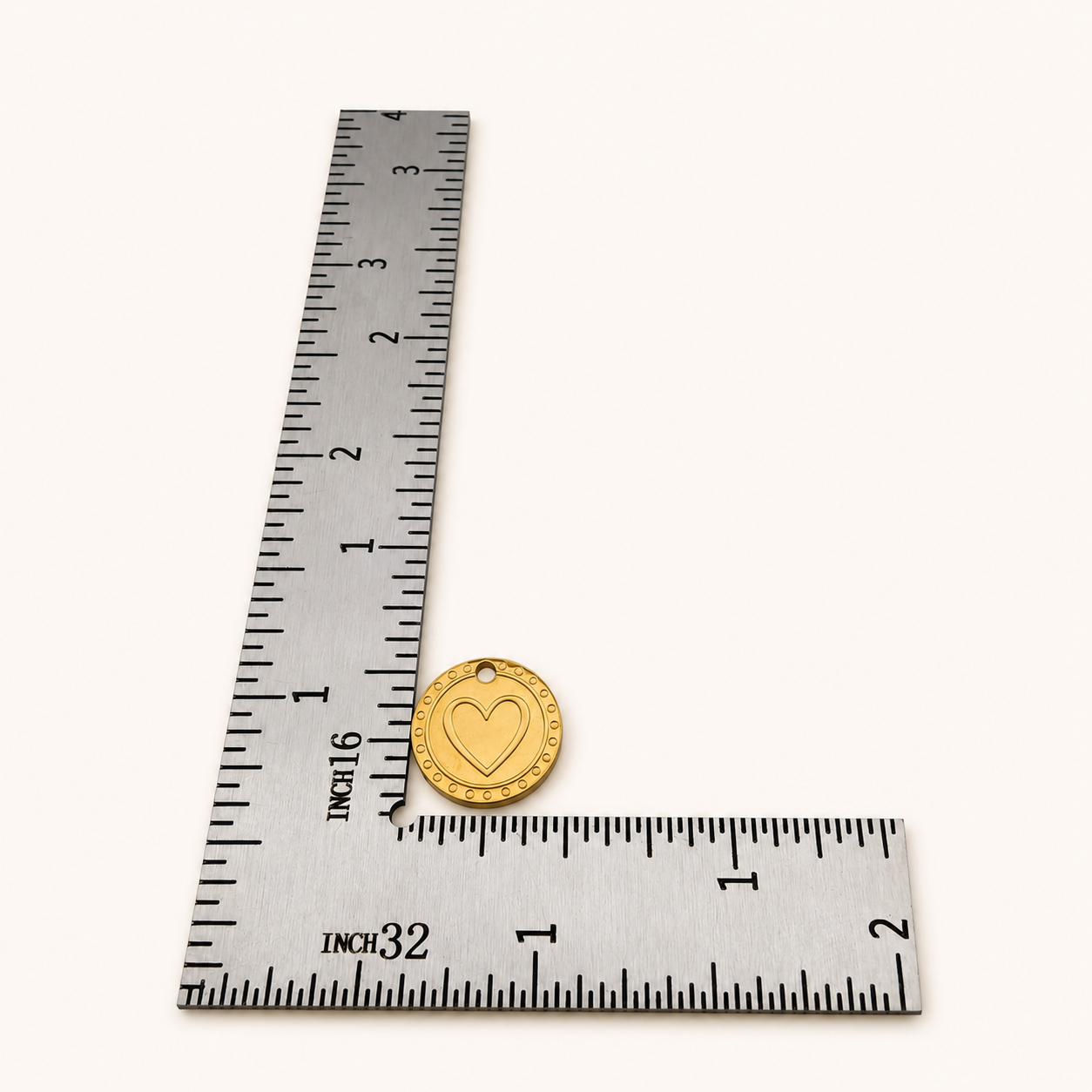 18K Gold Heart Coin Charm - 12×1.5mm