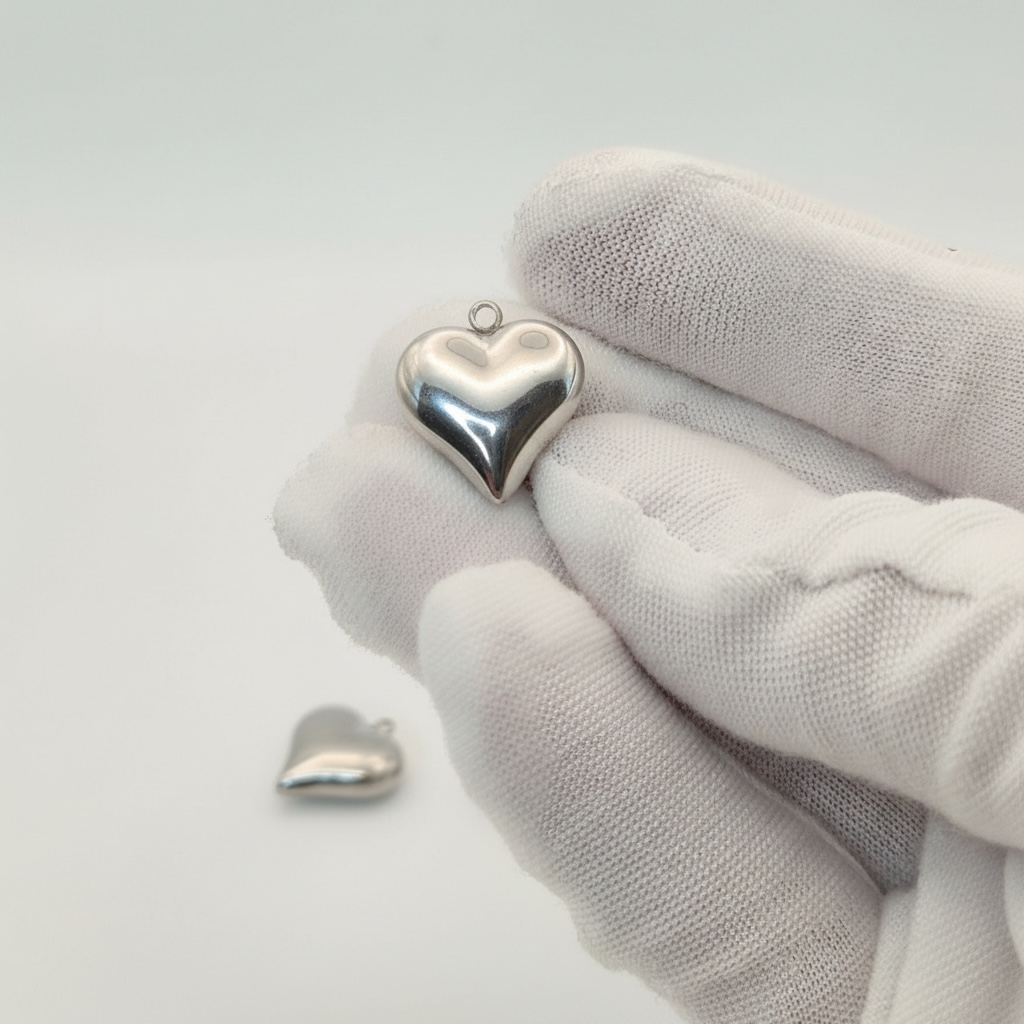 Solid Heart Stainless Steel Pendant, 18 x 16mm  - 1.8mm Hole