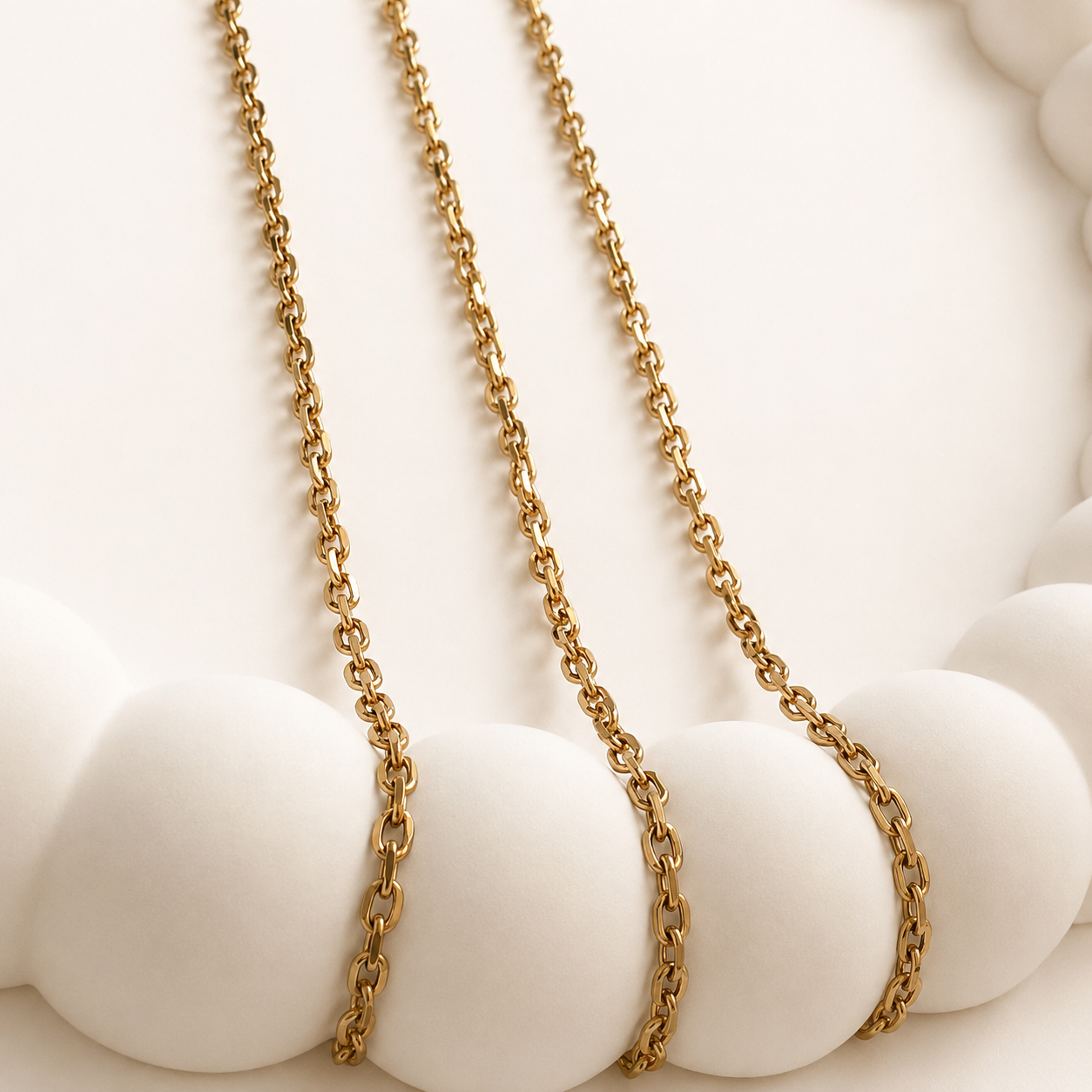 18K Gold Cable Chain - 2.5mm Faceted
