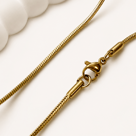 1.5mm 18k Gold Square Snake Chain Necklace - 20"