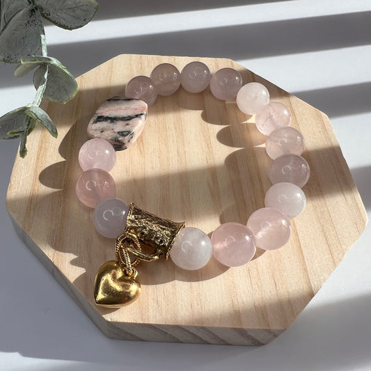 Rose Quartz & Pink Zebra Jasper Bracelet