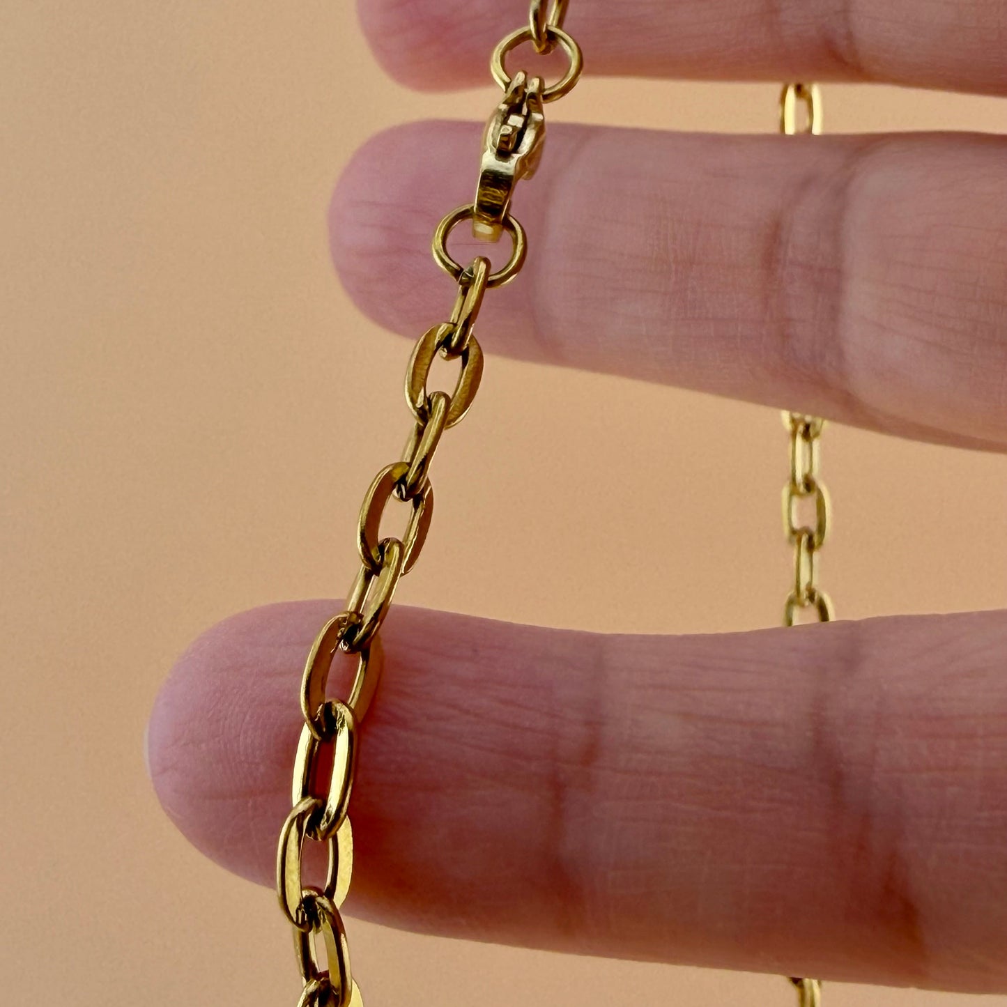 18K Gold Plated Oval Cable Chain Necklace
