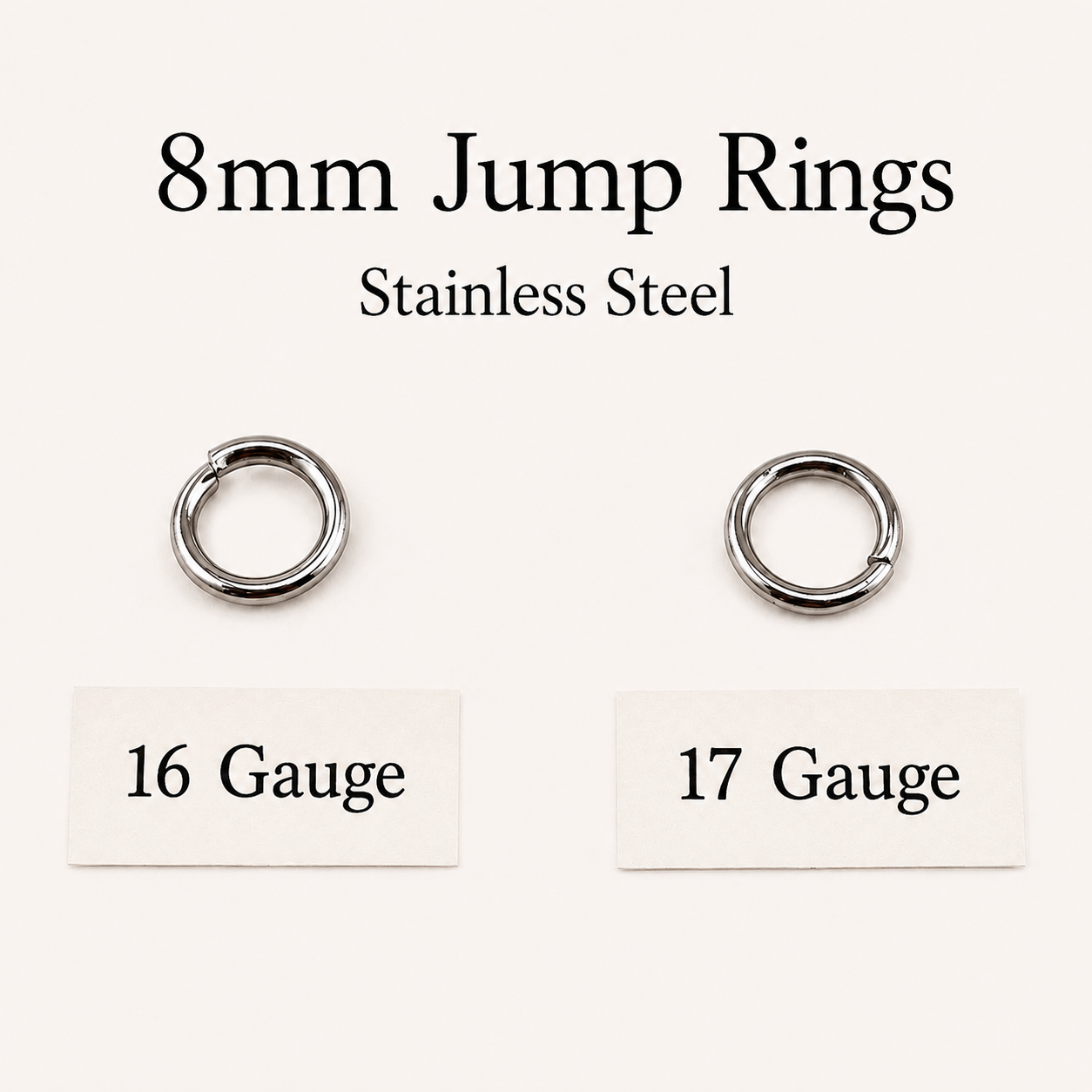 8mm Open Jump Rings - Multiple Gauge Options