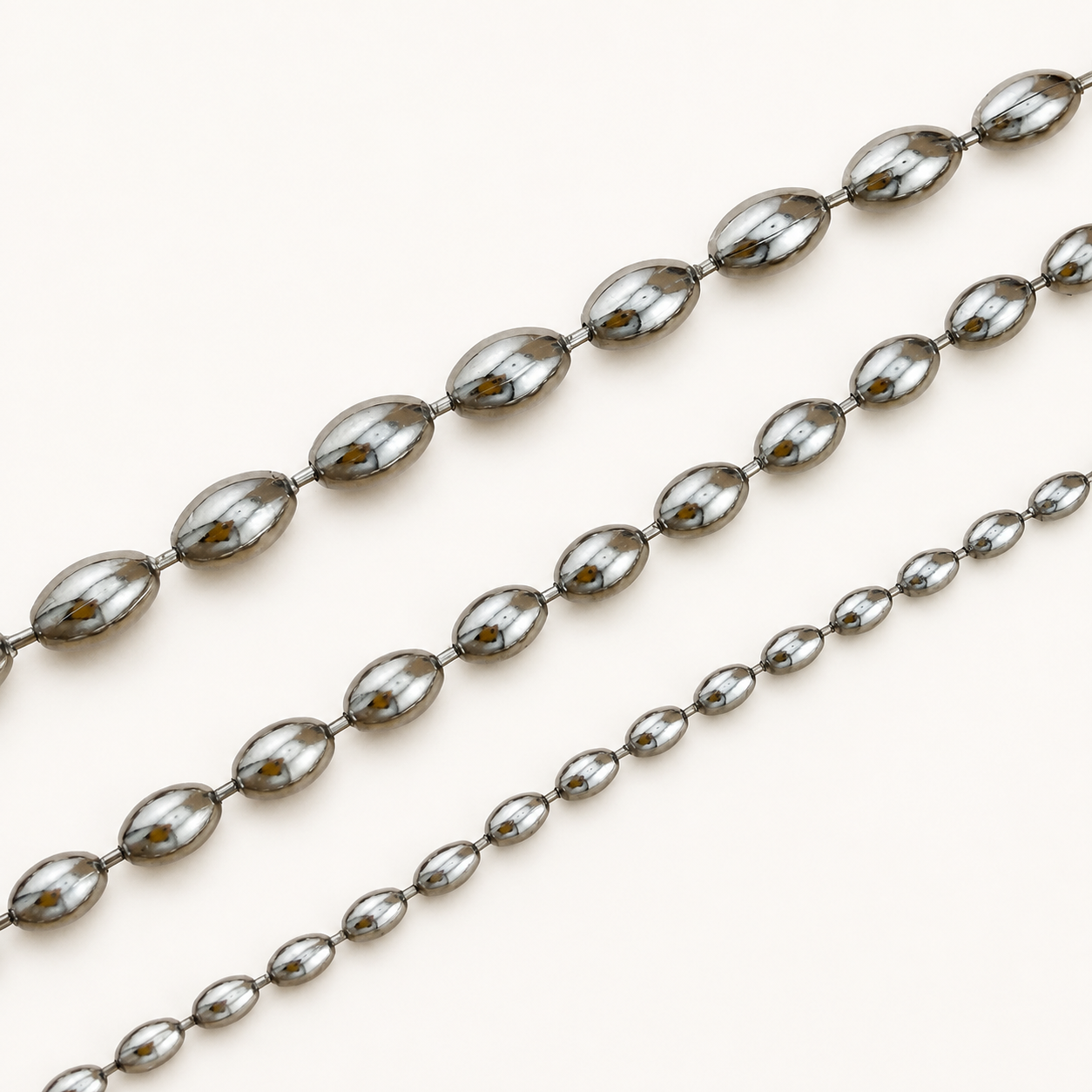 Rice Bead Ball Chain – Multiple Sizes (By the Foot)