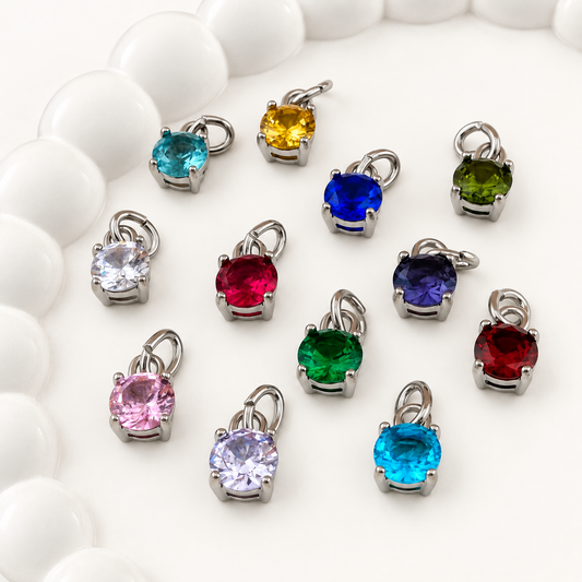 12-Piece Glass Birthstone Charm Set
