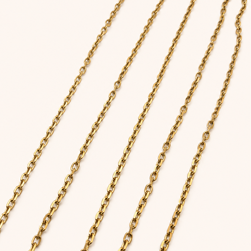 18K Gold Cable Chain - Extra Fine 2.5mm Faceted