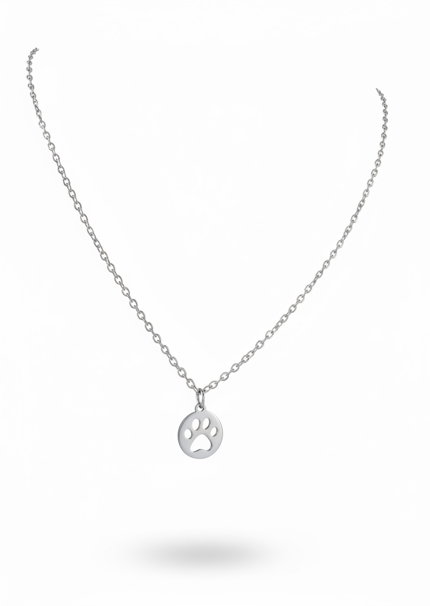 Stainless Steel Paw Print Necklace