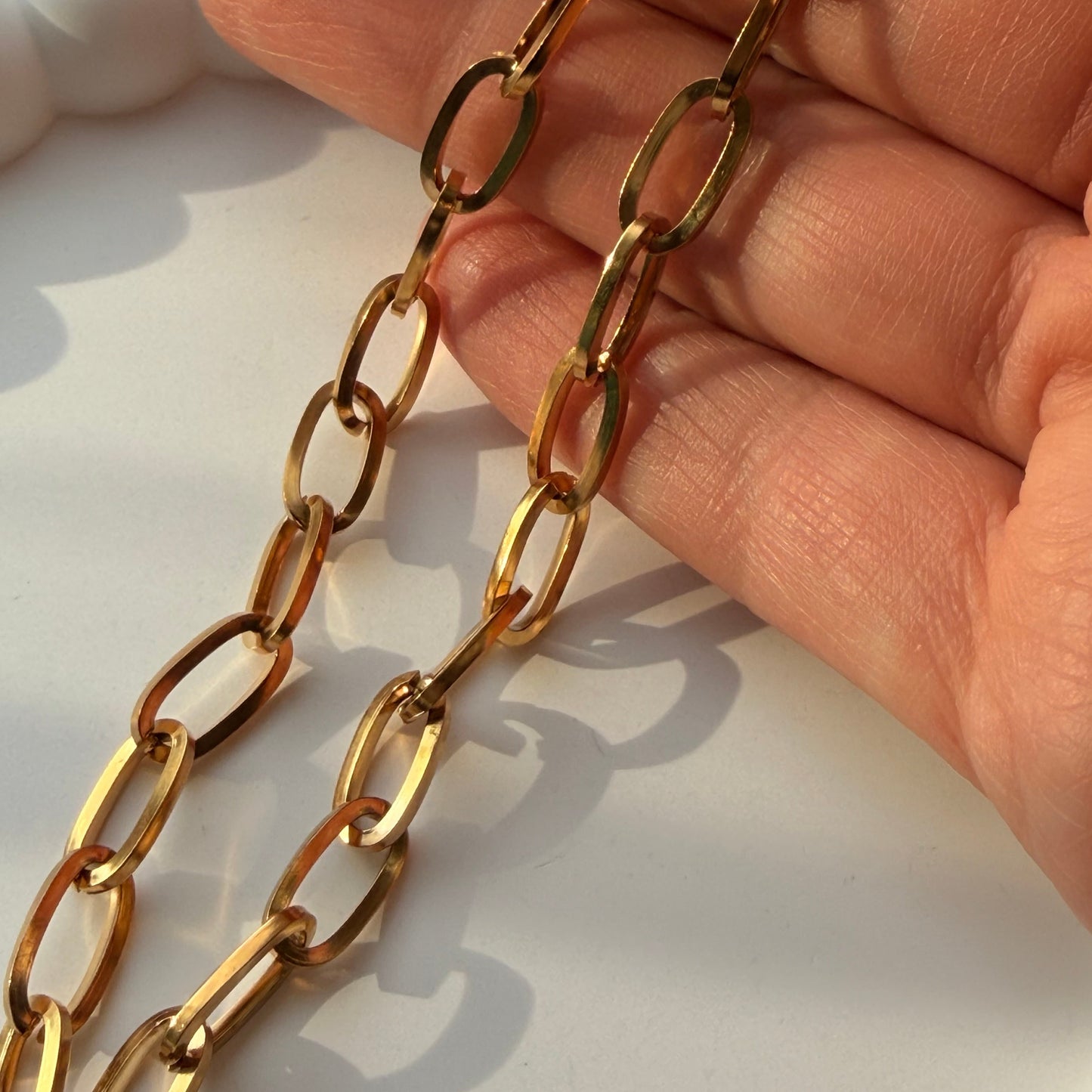 18K Gold Oval Cable Link Chain - 12x6mm