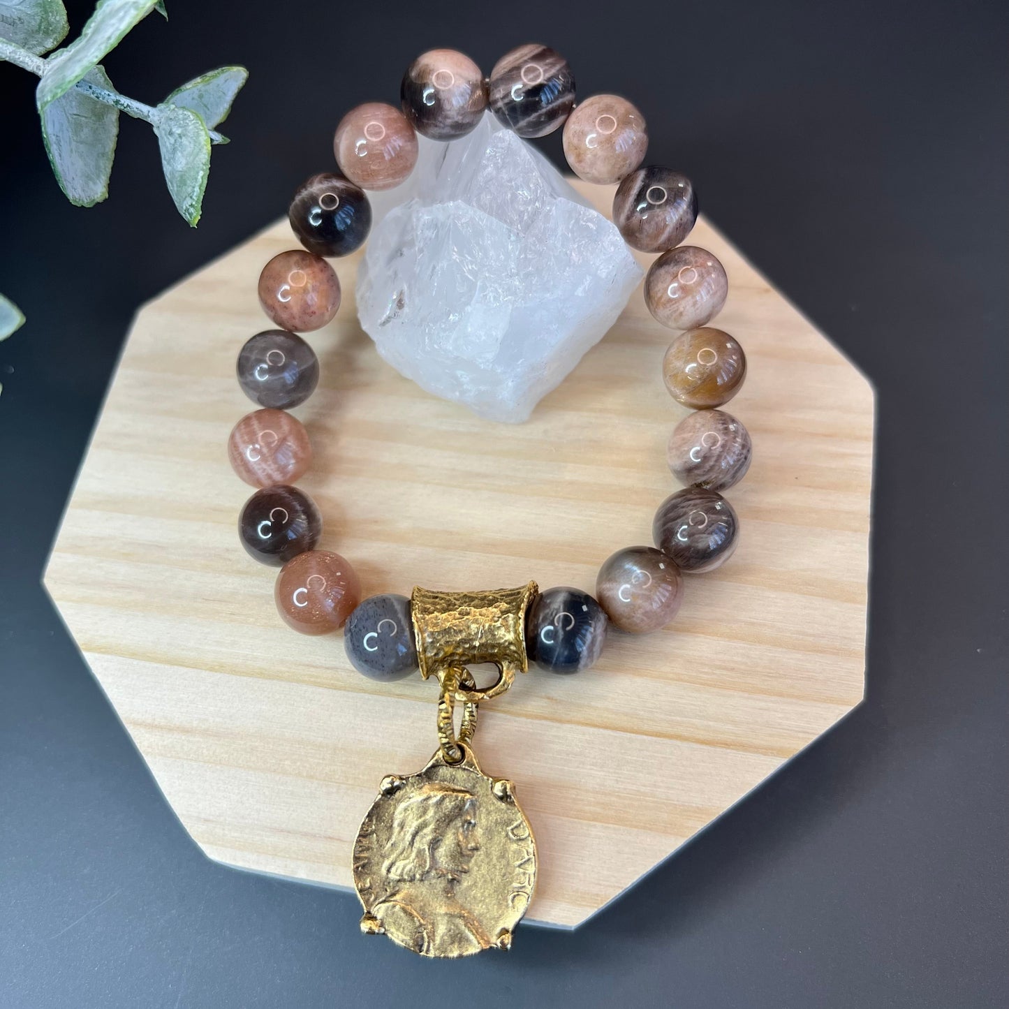 Joan of Arc Coin Sunstone Bracelet