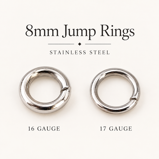 8mm Open Jump Rings - Multiple Gauge Options