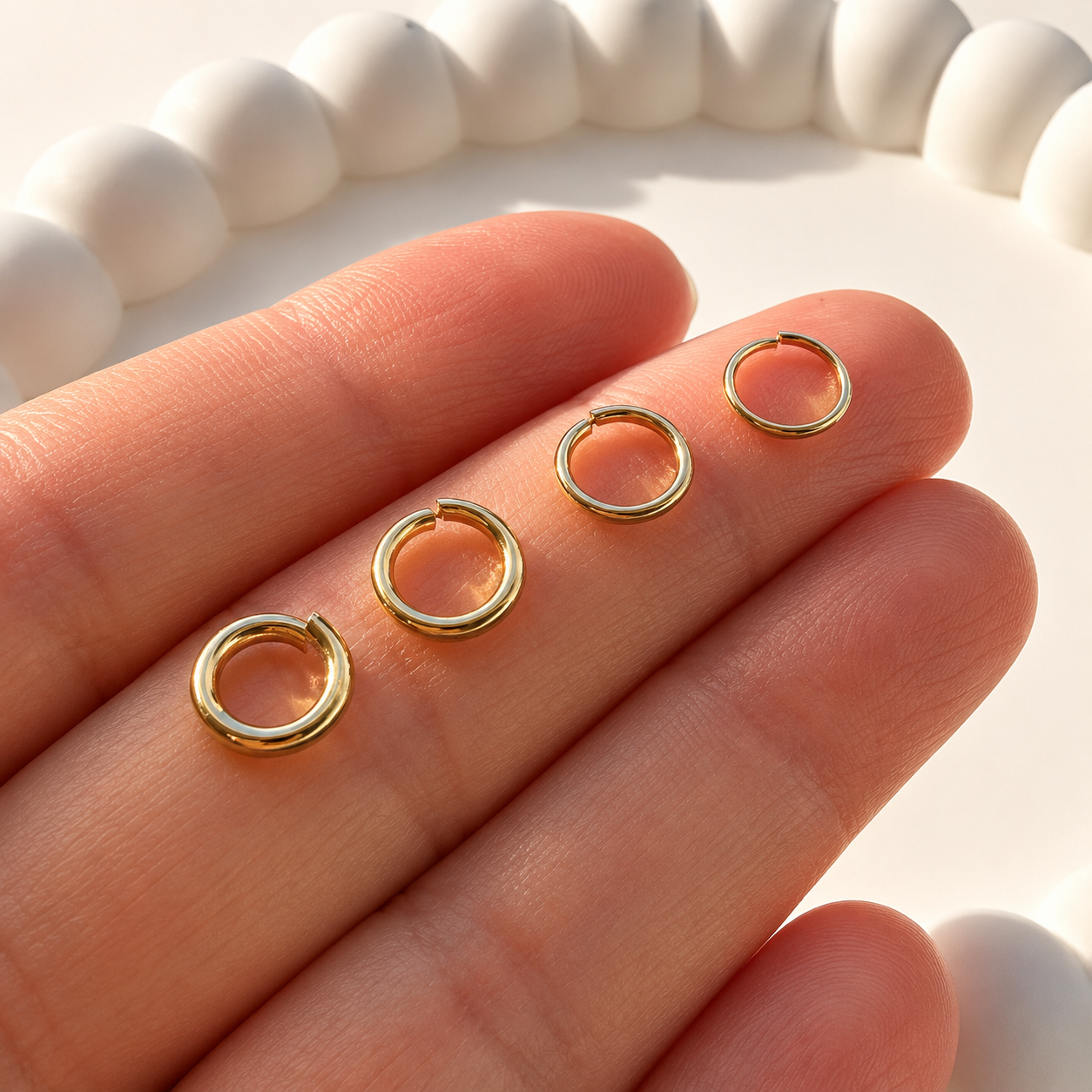 8mm • 24K Gold Open Jump Rings - Multiple Gauges