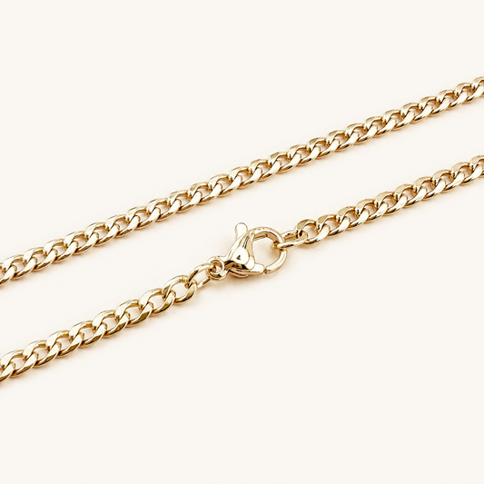 Light Gold Curb Chain Necklace - 21"