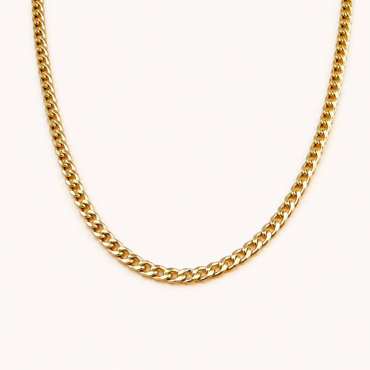 Light Gold Curb Chain Necklace - 21"