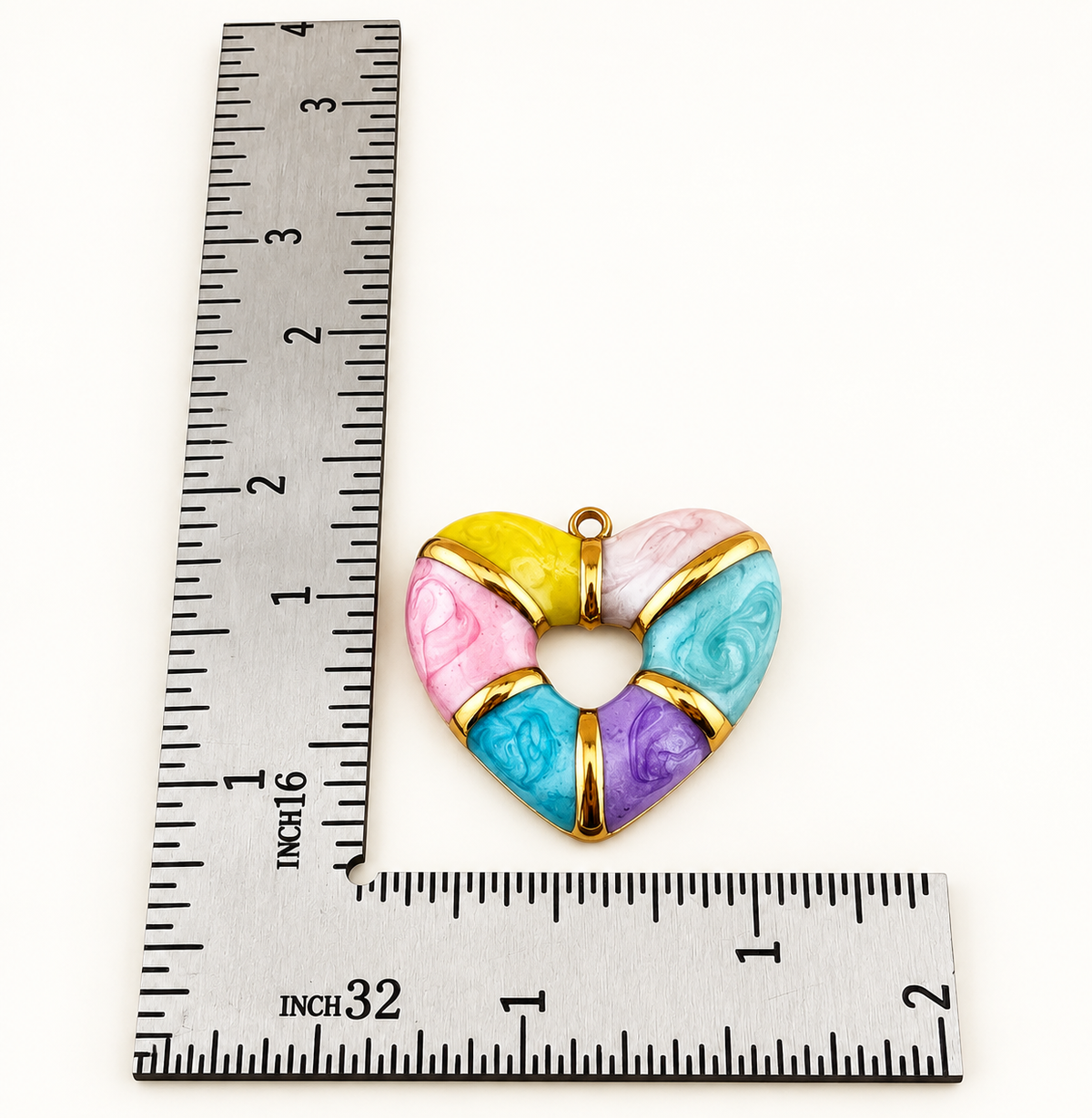 Multicolor Enamel Heart Charm – 25mm
