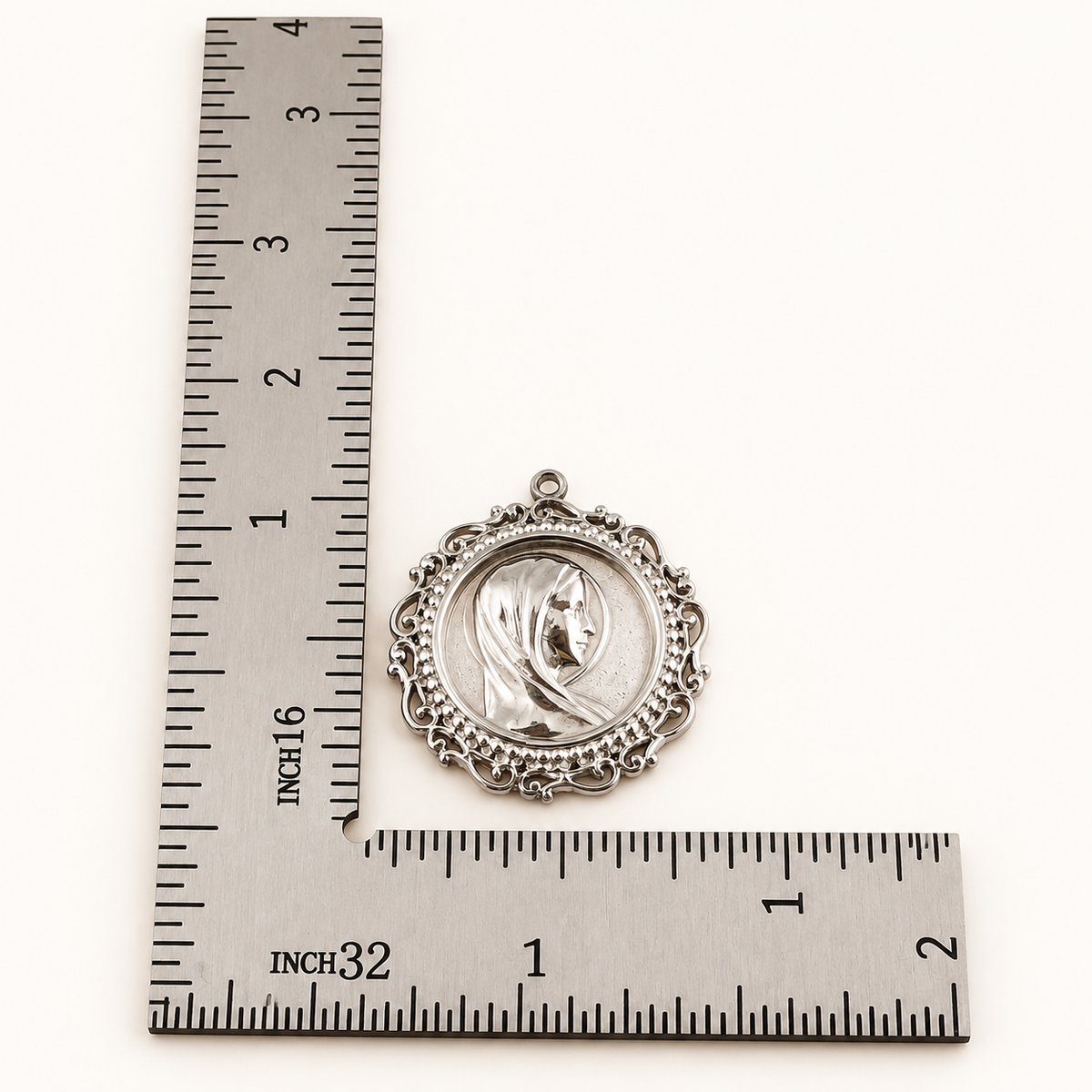Virgin Mary Ornate Medallion Charm – 24.5mm