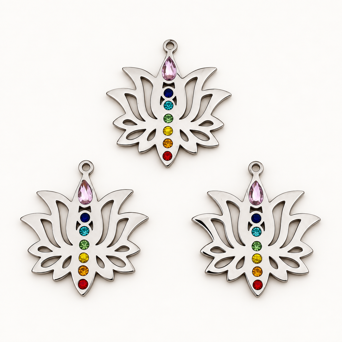 Chakra Lotus Rhinestone Pendant – 26.5mm