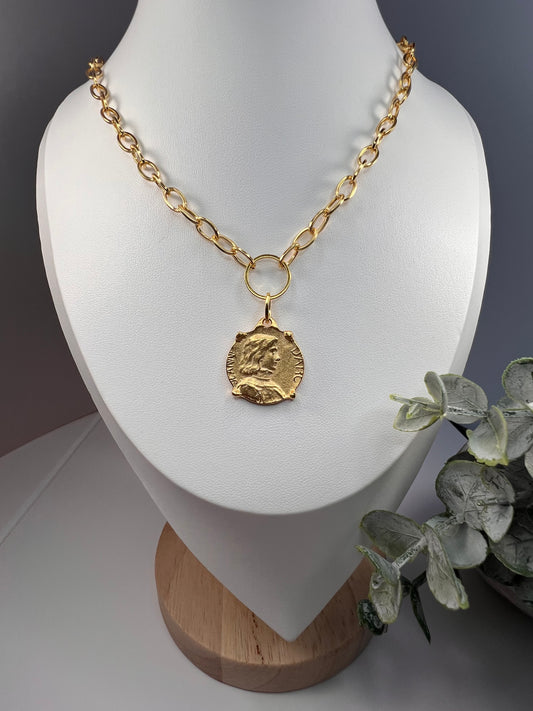 Torino Matte Gold Coin Necklace