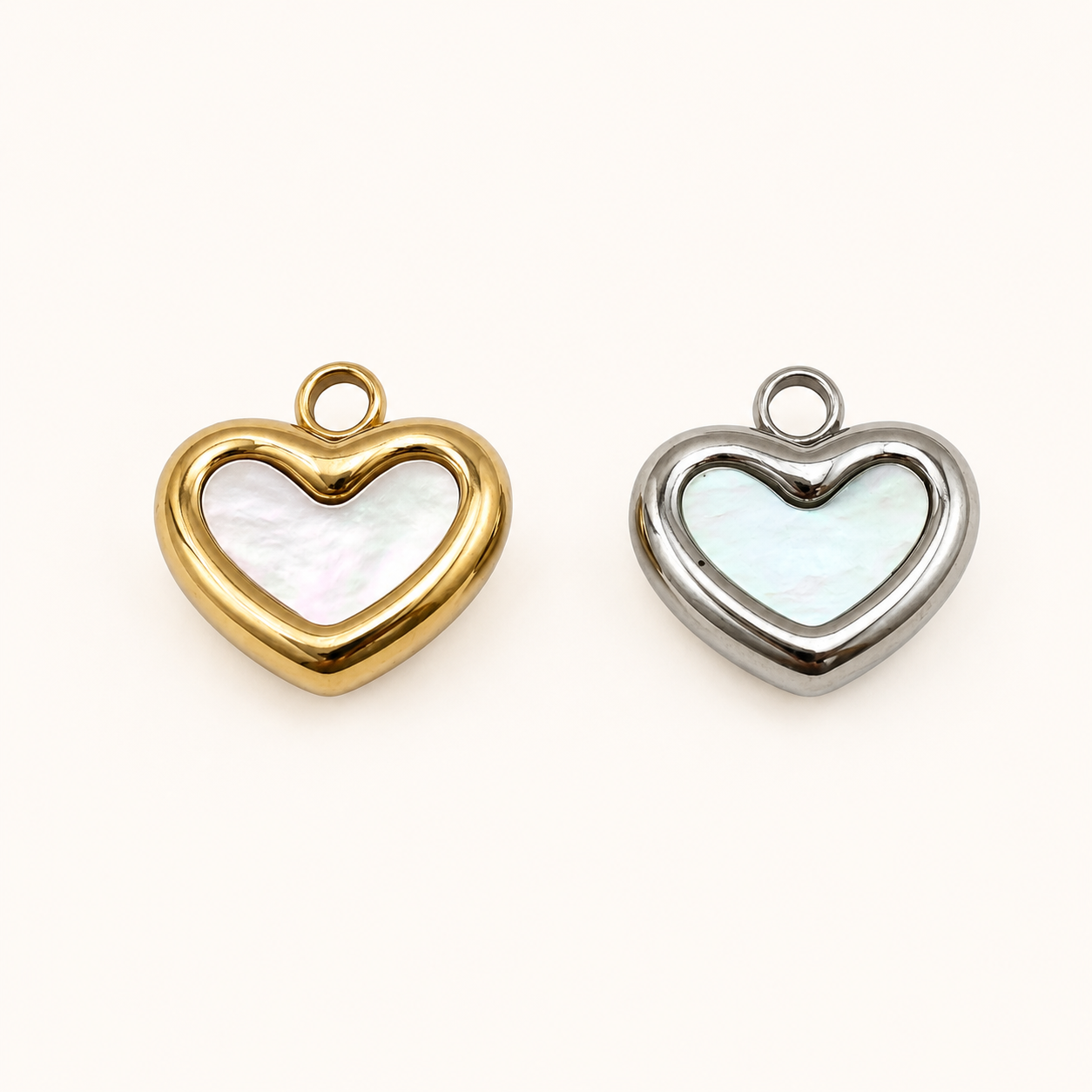 11mm Shell Heart Charm -Gold & Silver Finishes