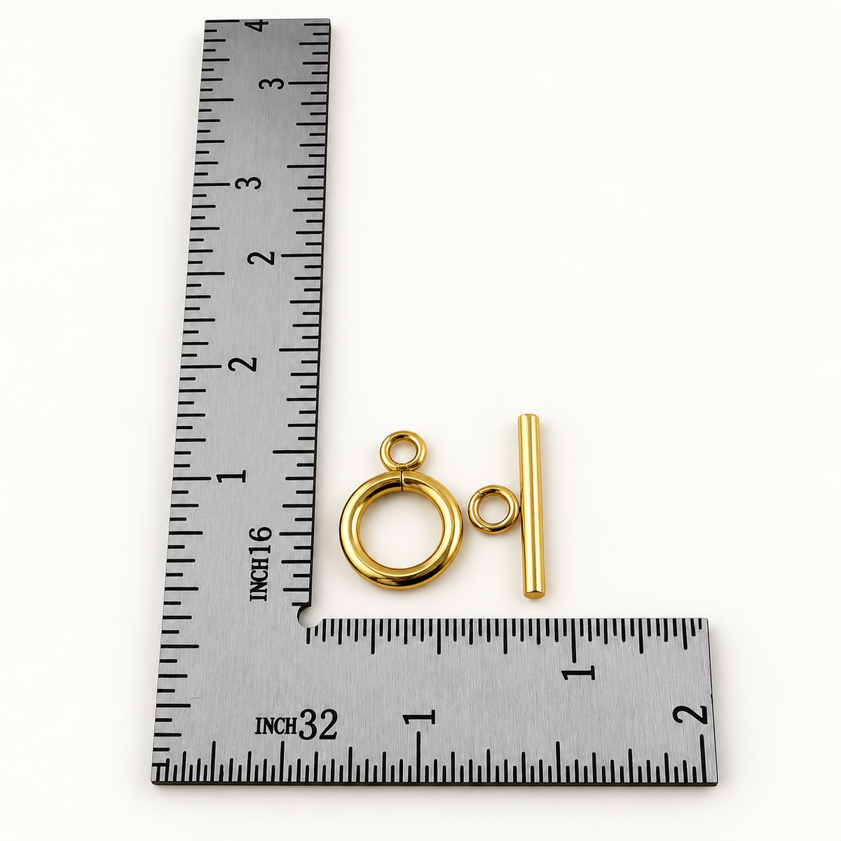 18K Gold Small Round Toggle Clasp Set - 16mm
