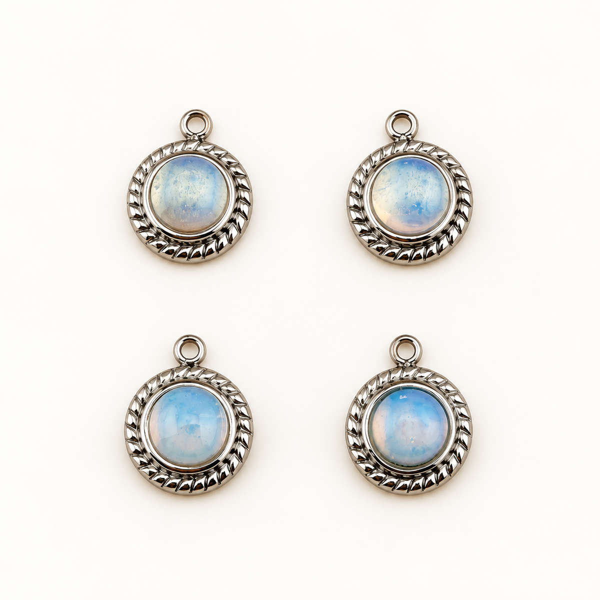 Synthetic Opalite Charms with Stainless Steel Base– 2 Pack