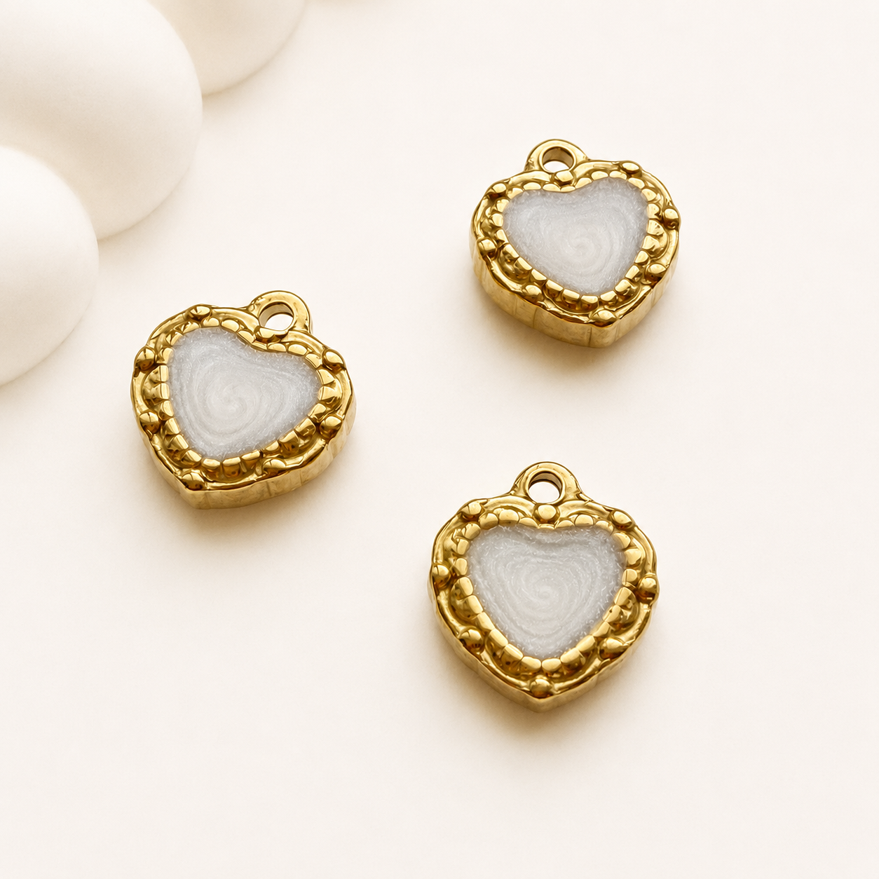 Gold Heart Enamel Charm – 13.5mm