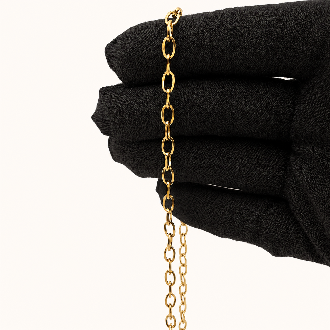 18K Gold Flat Oval Cable Chain - 7x4mm