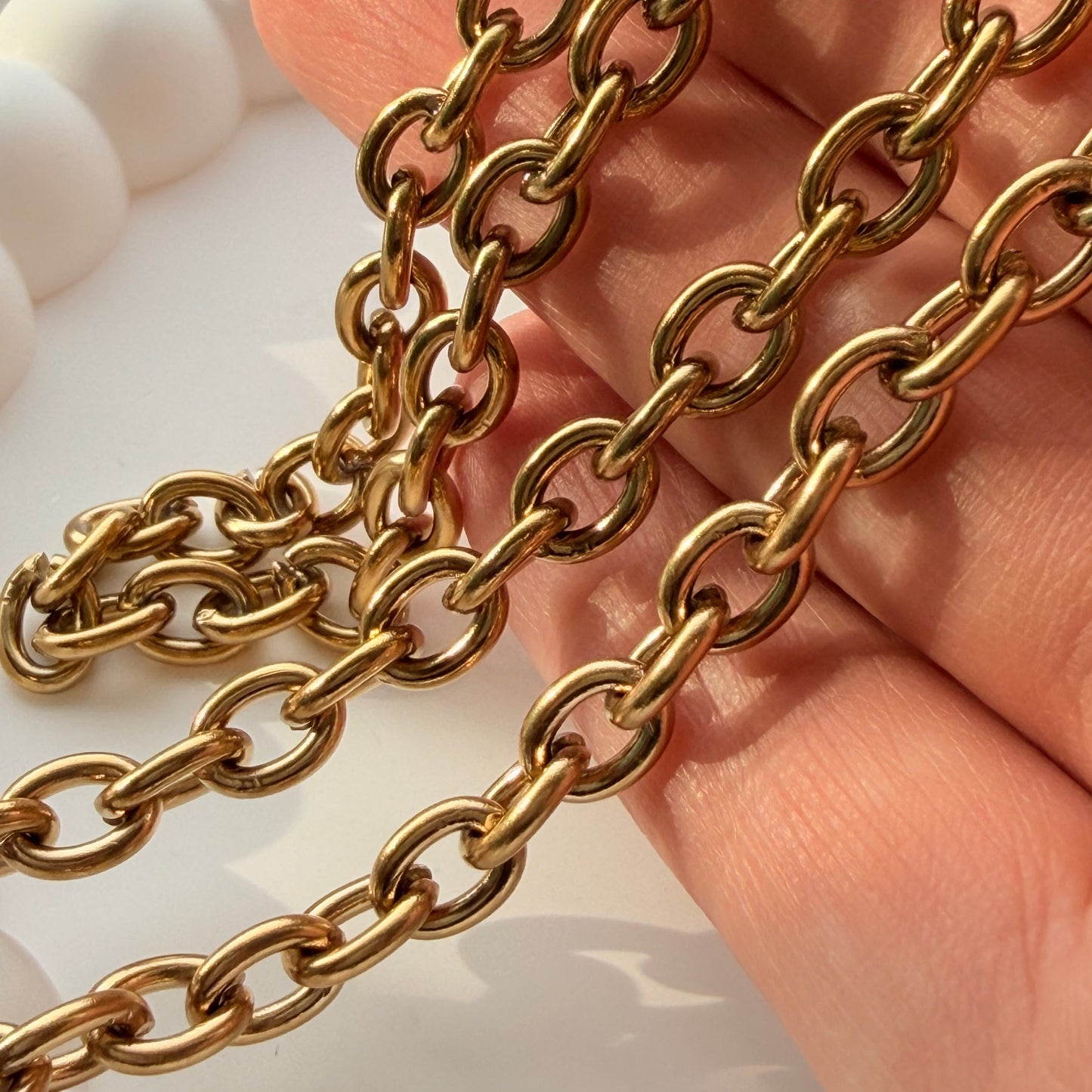 18K Gold Oval Cable Chain - 8x6mm (By the Foot)