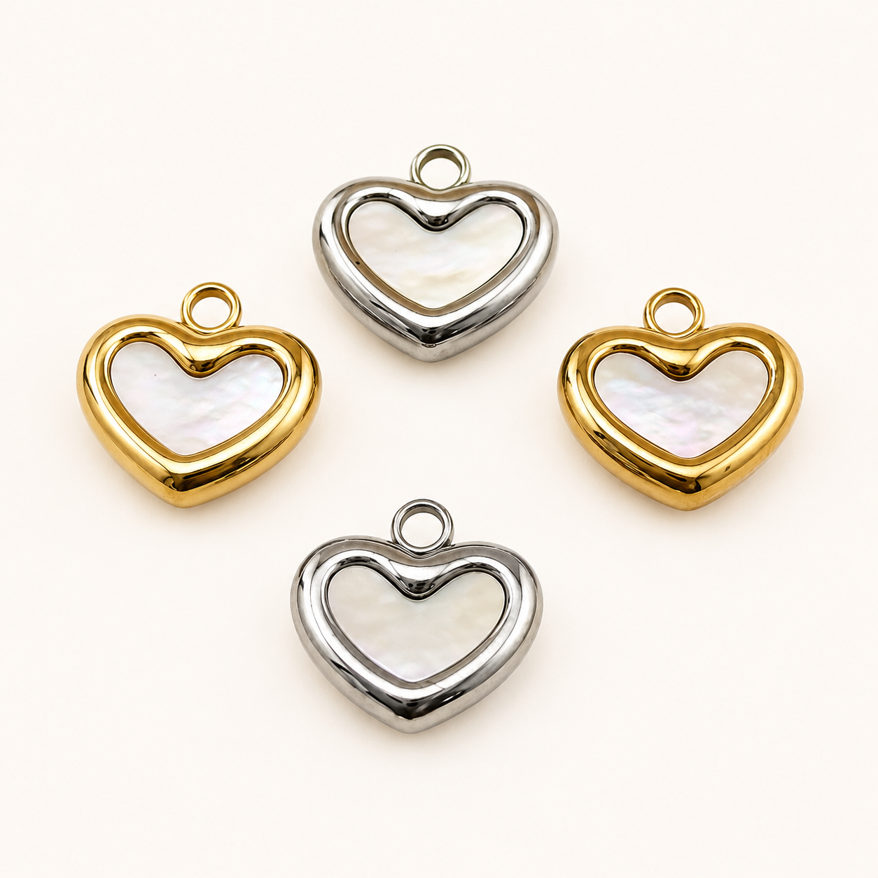 11mm Shell Heart Charm -Gold & Silver Finishes