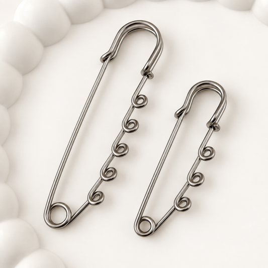 Multi-Loop Safety Pin Brooch - 3 and 5 loops