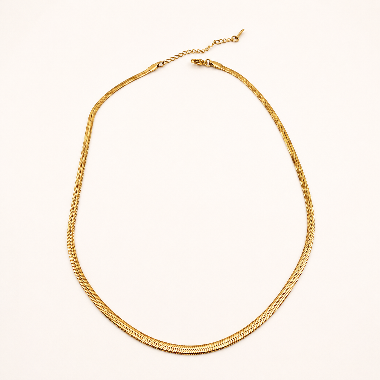 18K Gold 3mm Flat Snake Chain Necklace - 16.5"