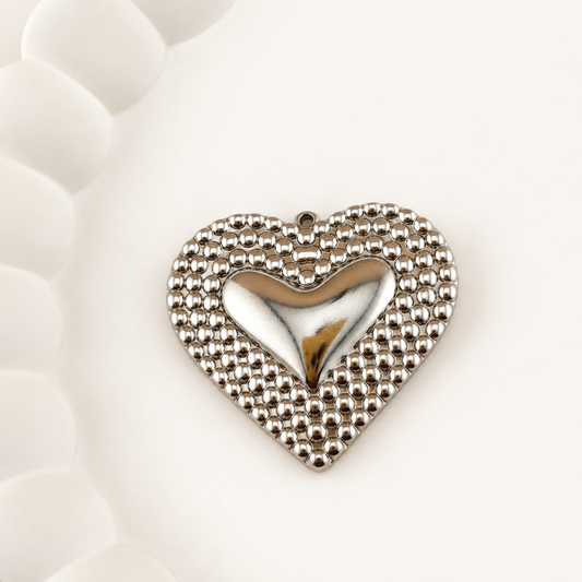 Large Beaded Heart Charm – 32.5mm