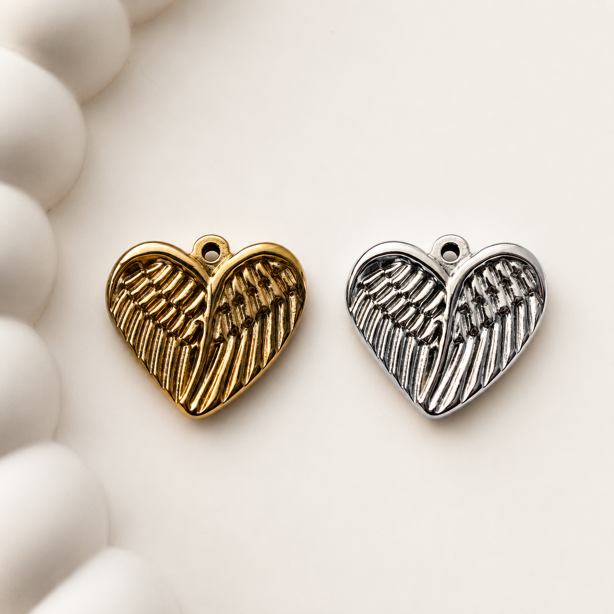 18mm Heart Wing Charm - 18k Gold PVD & Silver Finishes