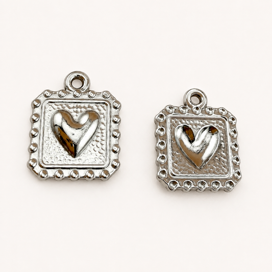Framed Heart Charm – 17x14mm