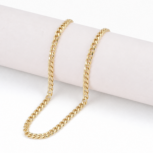 18K Gold Curb Chain Necklace | Light Gold Layering Chain - 21"