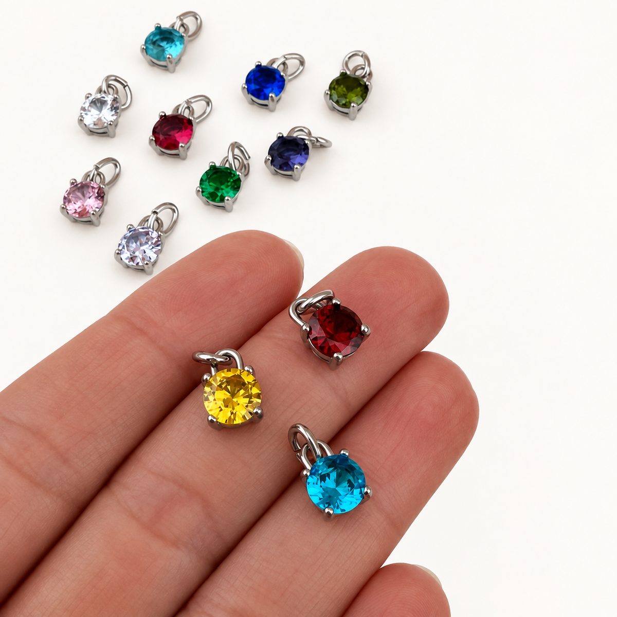 12-Piece Glass Birthstone Charm Set