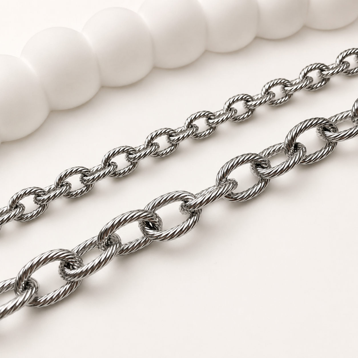 Textured Oval Cable Chain - Multiple Sizes