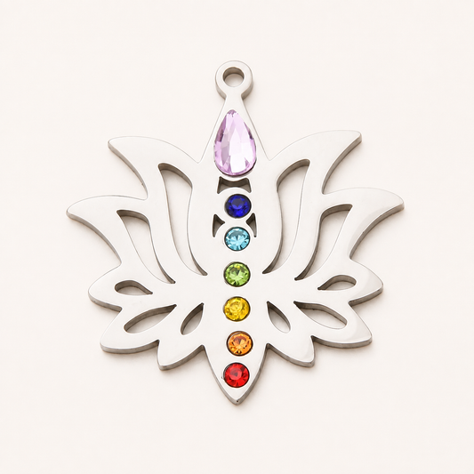 Chakra Lotus Rhinestone Pendant – 26.5mm