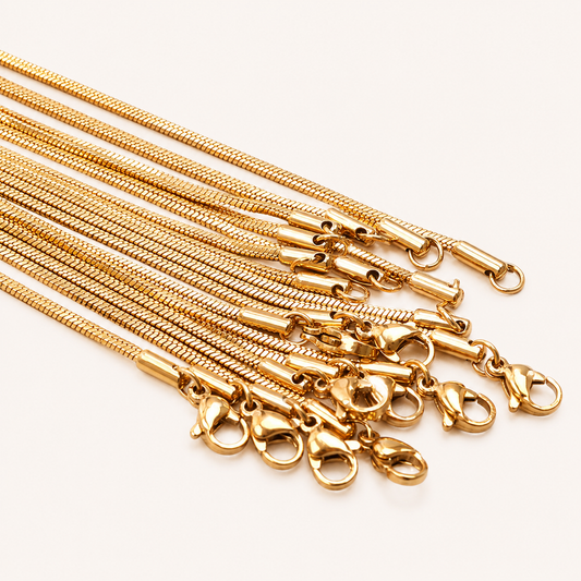 1.5mm Antiqued Gold Square Snake Chain Necklace - 20"