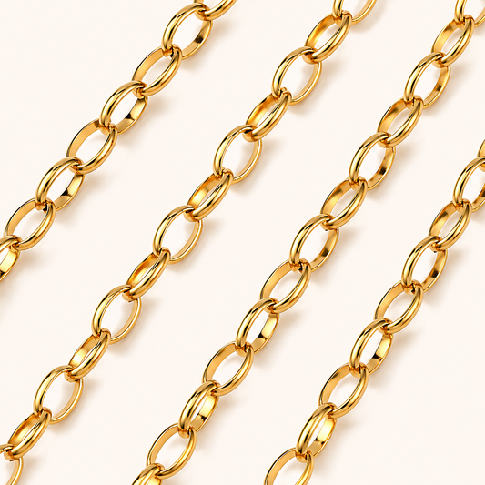 18K Gold Oval Cable Chain - 6x4mm (By the Foot)