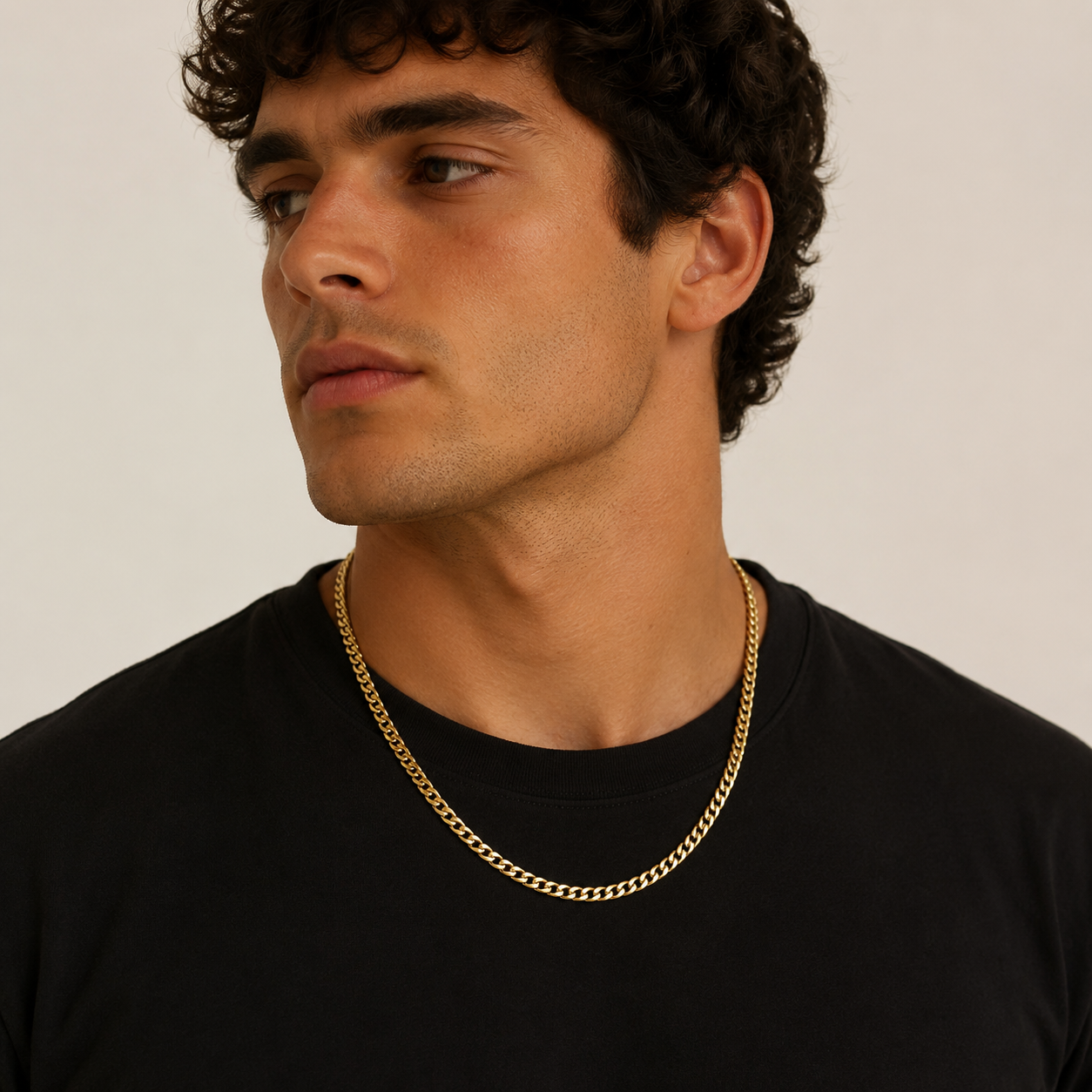 Light Gold Curb Chain Necklace - 21"