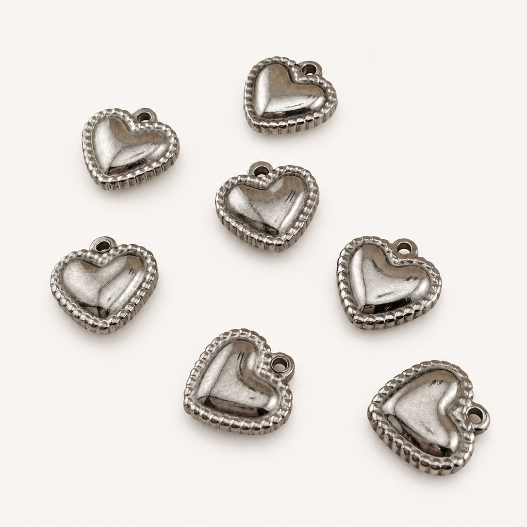 Beaded Edge Heart Charm – Multiple Sizes