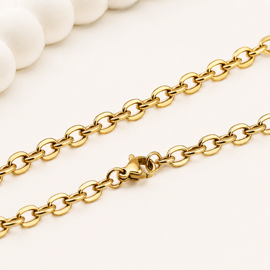 18K Gold Plated Oval Cable Chain Necklace