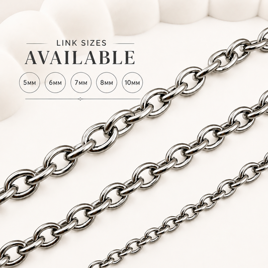 Classic Oval Cable Chain - Multiple Sizes (By the Foot)