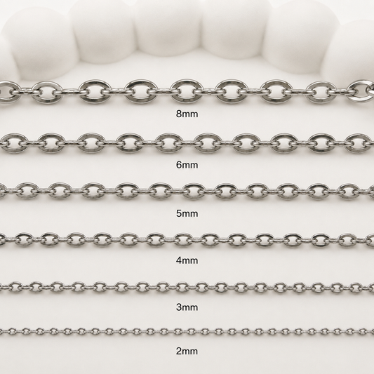 Flat Oval Cable Chain - Multiple Sizes (By the Foot)
